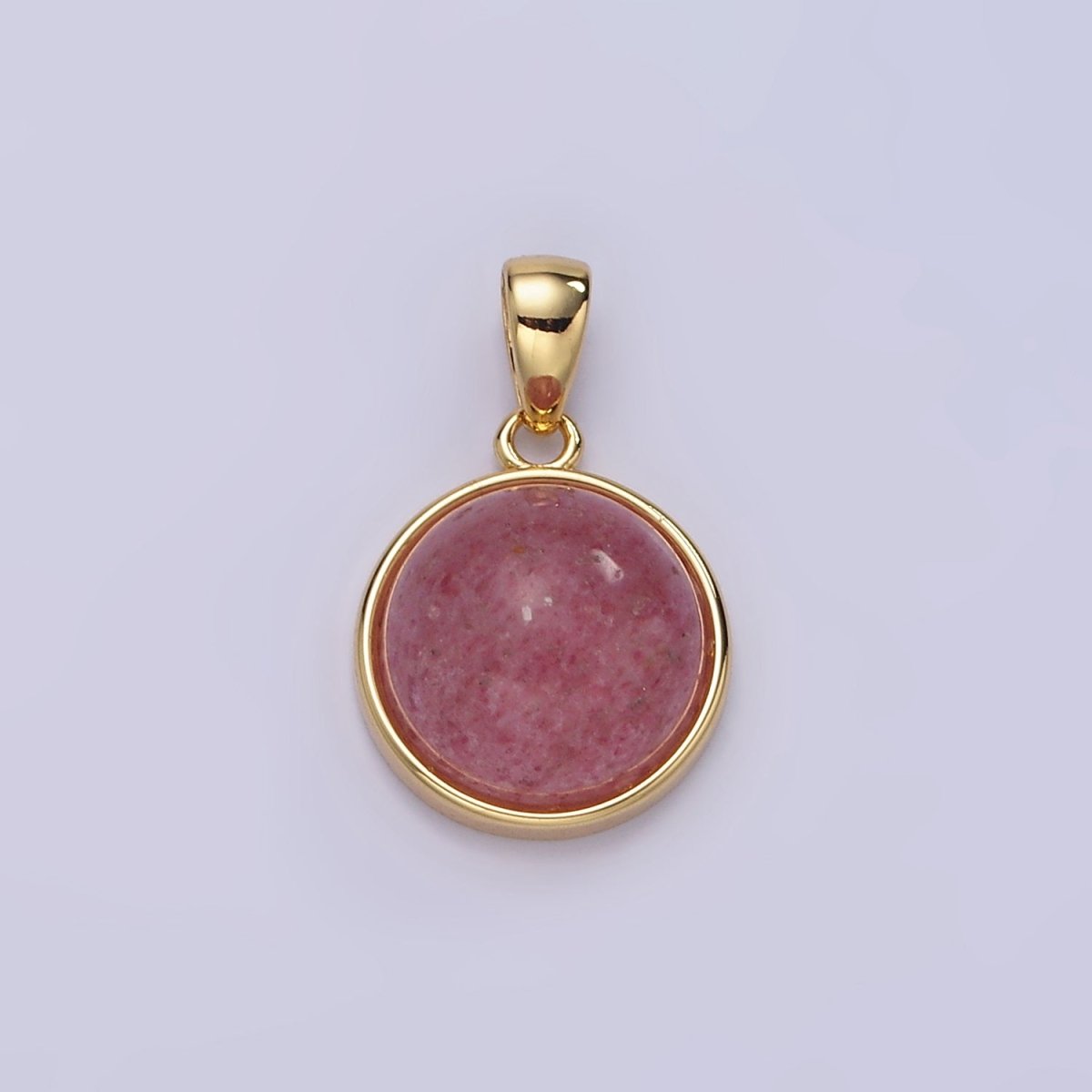 24K Gold Filled Round Natural Gemstone Bezel Pendant | AA062 - AA068