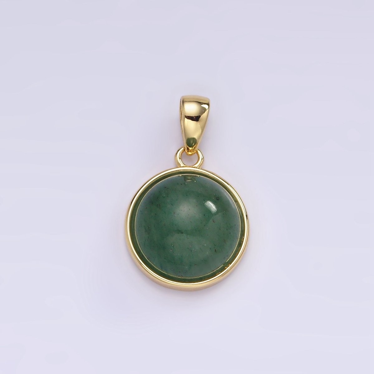 24K Gold Filled Round Natural Gemstone Bezel Pendant | AA062 - AA068