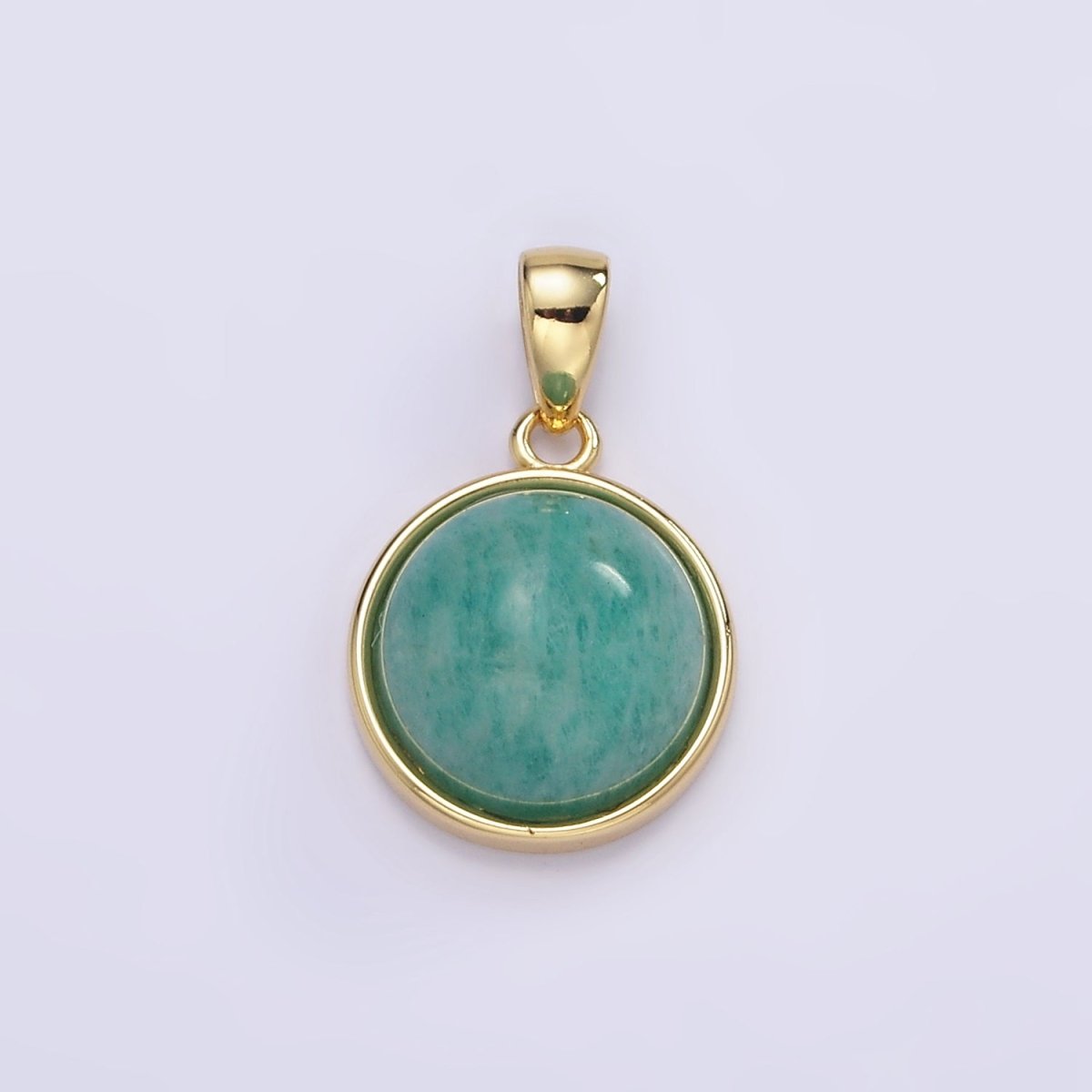 24K Gold Filled Round Natural Gemstone Bezel Pendant | AA062 - AA068