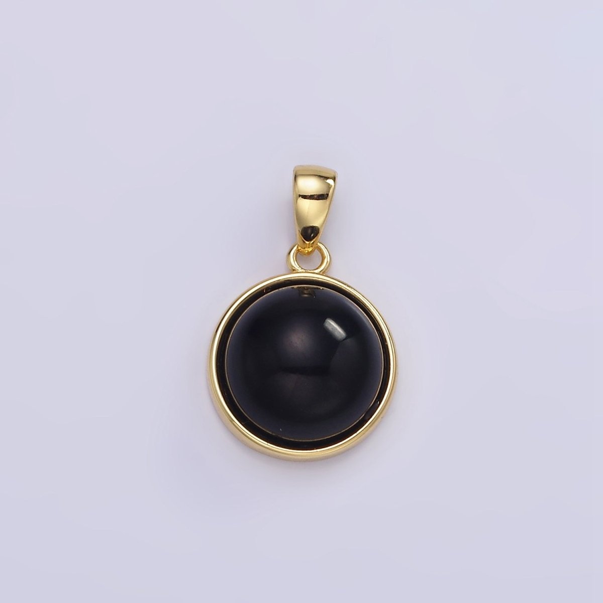 24K Gold Filled Round Natural Gemstone Bezel Pendant | AA062 - AA068