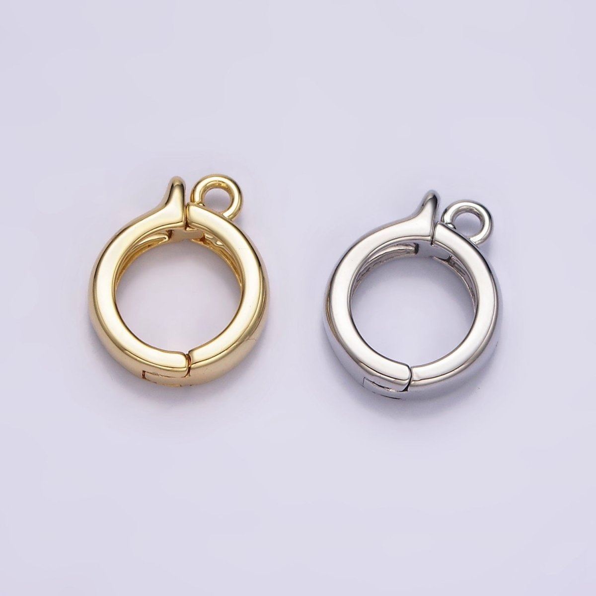 24K Gold Filled Round Open Loop Interchangeable Charm Holder Jewelry Supply in Gold & Silver | Z-921 Z-922