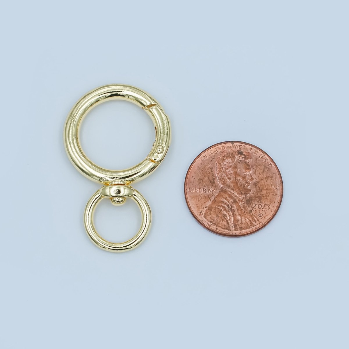 24K Gold Filled Round Push Gate Swivel Bag Charm Finding | Z1143 - DLUXCA