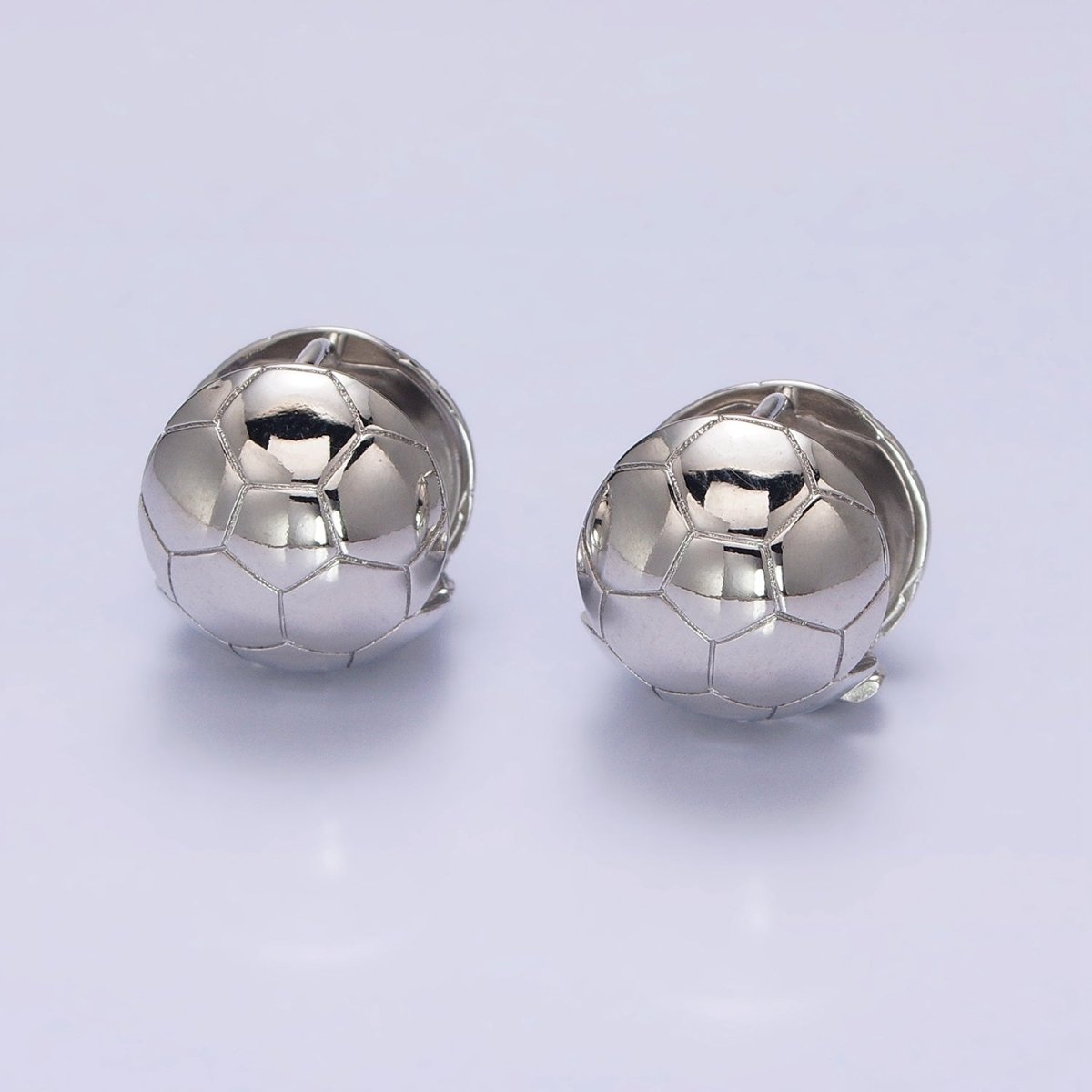 24K Gold Filled Round Soccer Sports Ball Dainty Huggie Earrings in Gold & Silver | AB374 AB1542
