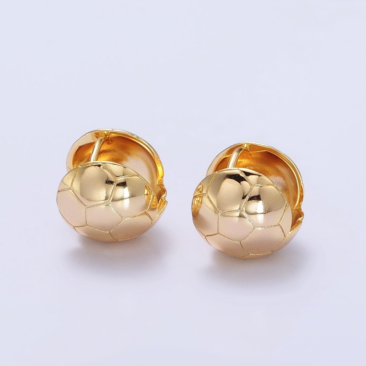 24K Gold Filled Round Soccer Sports Ball Dainty Huggie Earrings in Gold & Silver | AB374 AB1542