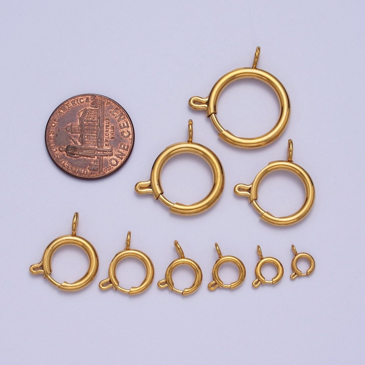 24K Gold Filled Round Spring Ring Closure Clasps For DIY Jewelry Making  L-892-L-899 L-905