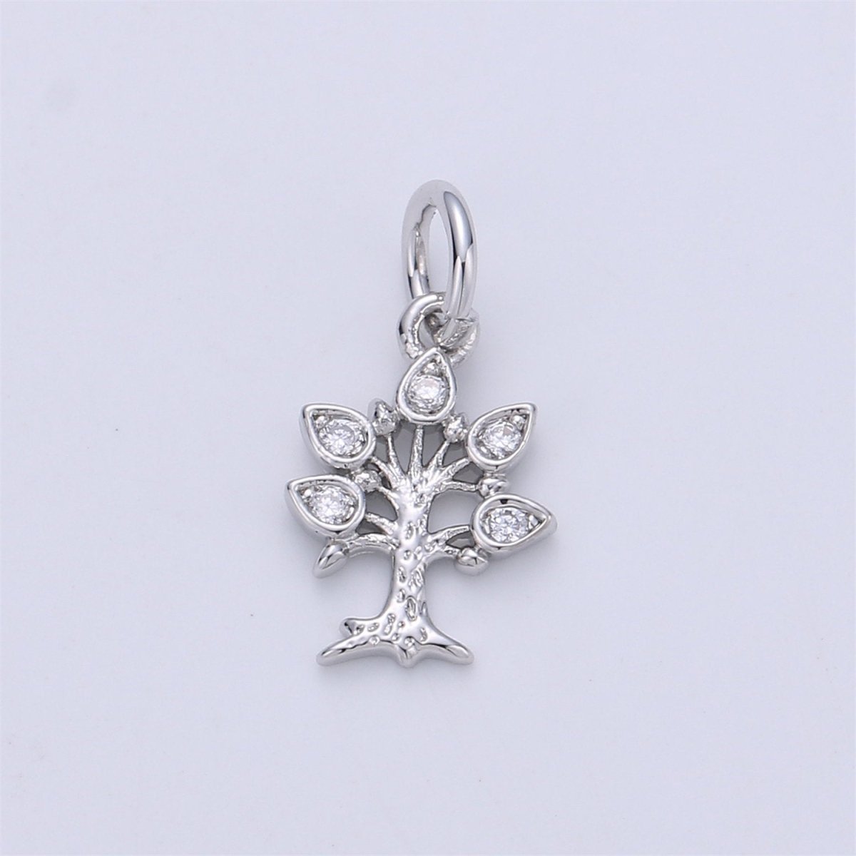 24K Gold filled Rustic Tree of Life Dainty Charm with Micro Pave charm Cubic Zirconia CZ Stone for Necklace or Bracelet, C-917