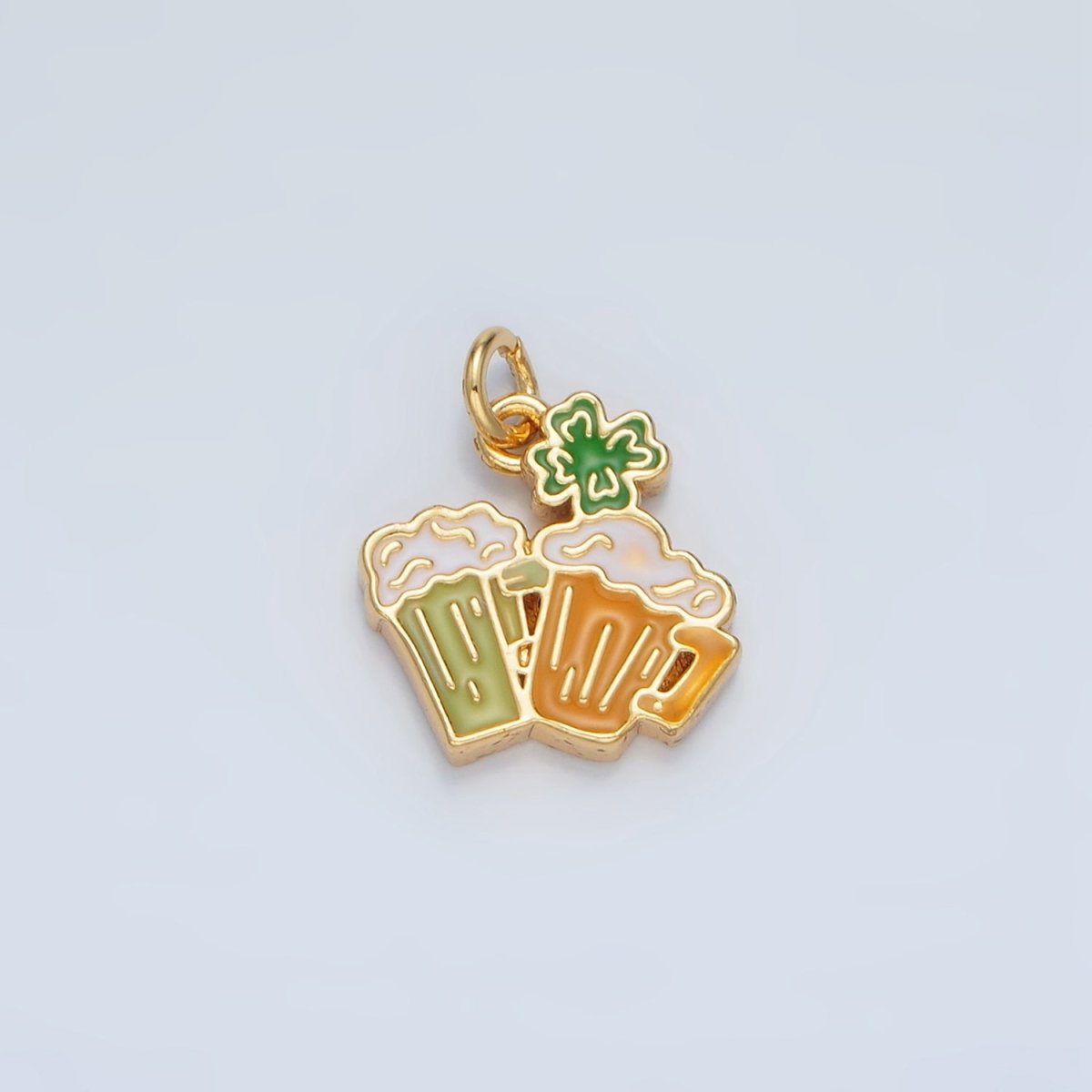 24K Gold Filled Saint Patrick's Day Beer Alcohol Drink Charm in Gold & Silver | N873