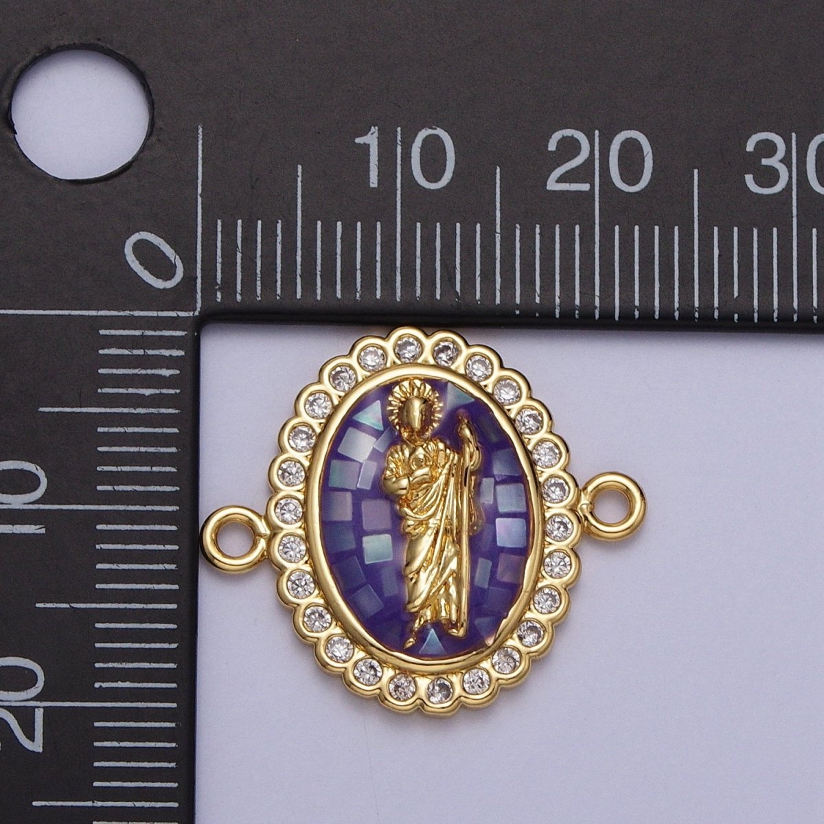 24K Gold Filled Saint St. Jude White, Pink, Purple Shell Opal Link Connector | Y-662 ~ Y-664