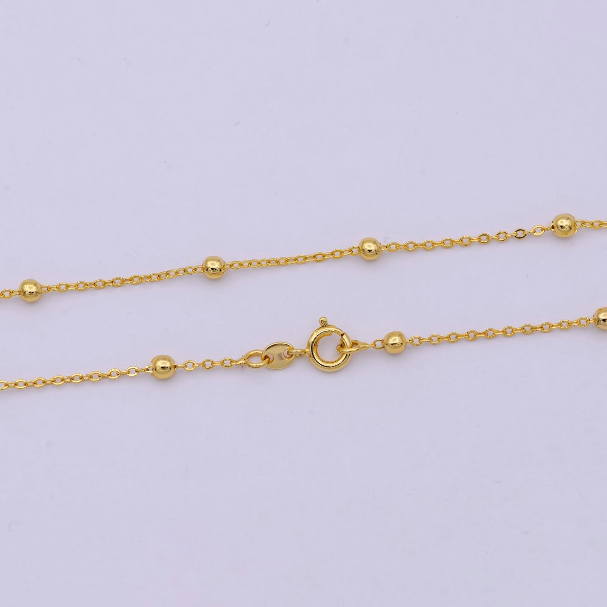 24K Gold Filled Satellite Chain Dainty Gold Ball Chain 18 Inches Ready To Wear Necklace w/ Lobster Clasps | WA-527 WA-528 Clearance Pricing