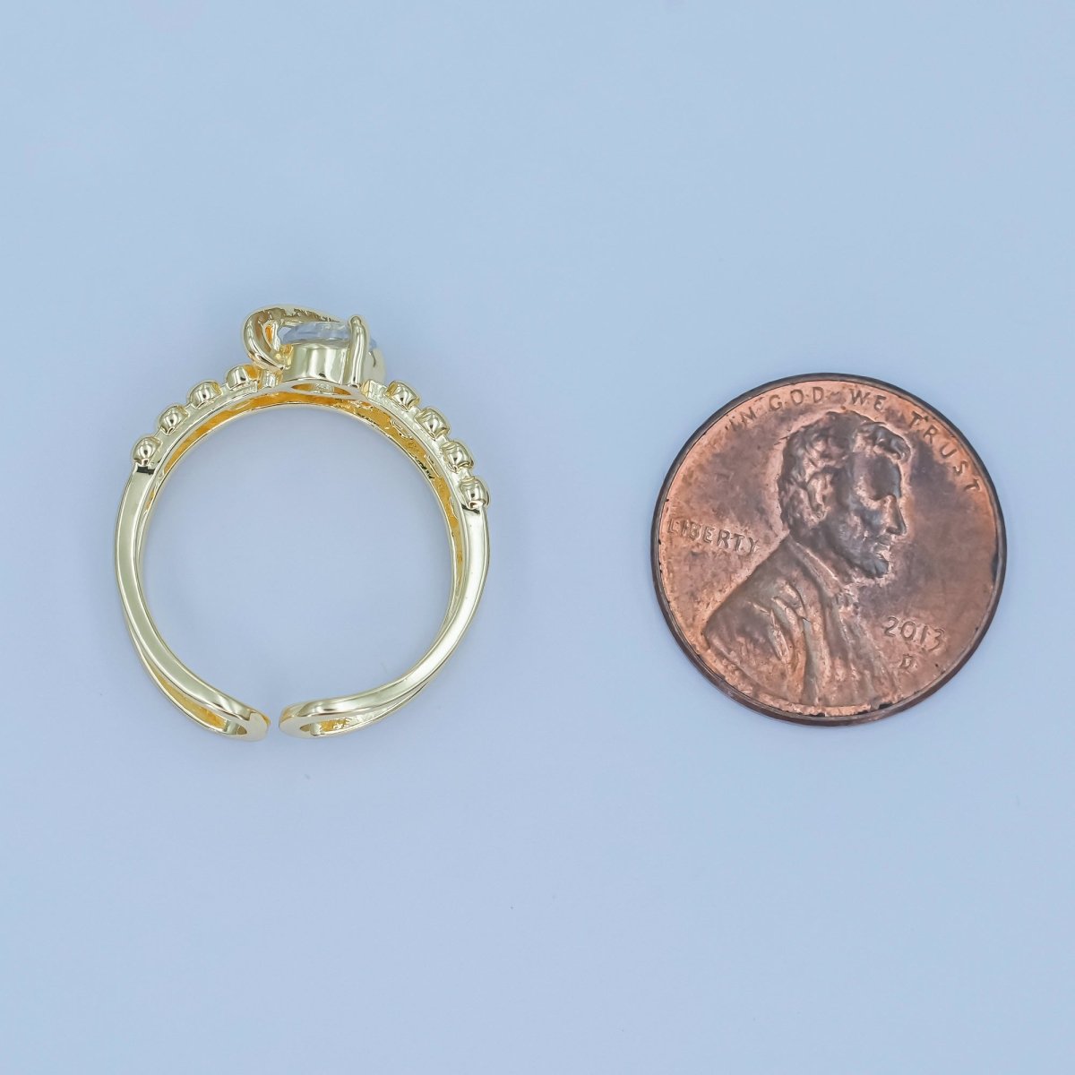 24K Gold Filled Saturn Planet Space Star CZ Double Band Ring | O819 - DLUXCA