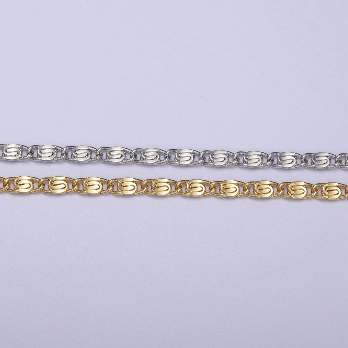 24K Gold Filled Scroll Chain, 3.5mm Width Unfinished Chain in Gold & Silver For Jewelry Making Wholesale Craft Supply | ROLL-682, ROLL-683 Clearance Pricing