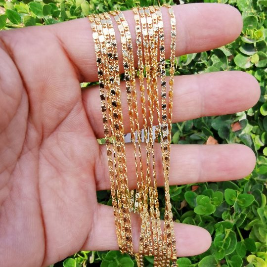 24K Gold Filled Scroll Necklace, 23.8 inch Layering Gold Designed Chain Necklace, Dainty 1.9mm Designed Necklace w/ Lobster Clasps | CN-891  Clearance Pricing