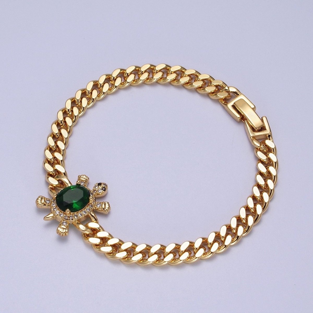 24K Gold Filled Sea Turtle Micro Paved Cubic Zirconia Curb Bracelet | WA-1300 WA-1301 WA-1302 Clearance Pricing