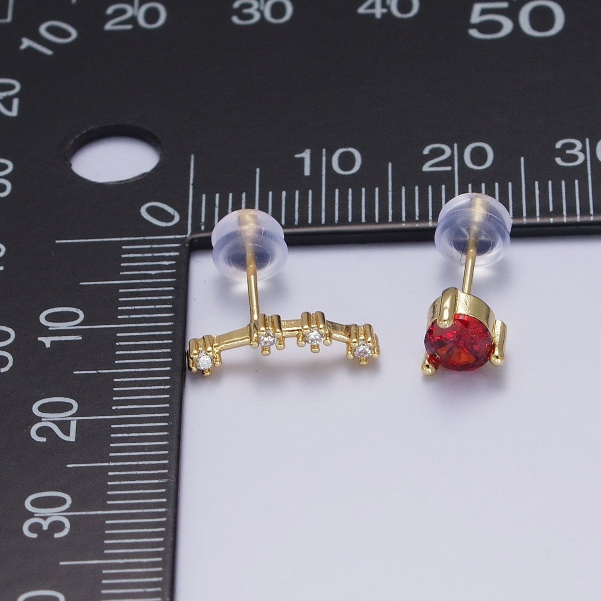 24K Gold Filled Set Birthstone & Astrology Zodiac Horoscope Constellation Cubic Zirconia Stud Earrings | AD014~AD025