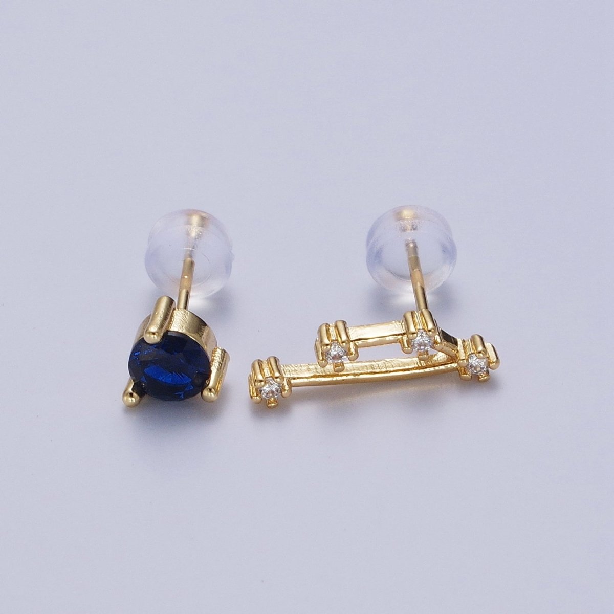 24K Gold Filled Set Birthstone & Astrology Zodiac Horoscope Constellation Cubic Zirconia Stud Earrings | AD014~AD025