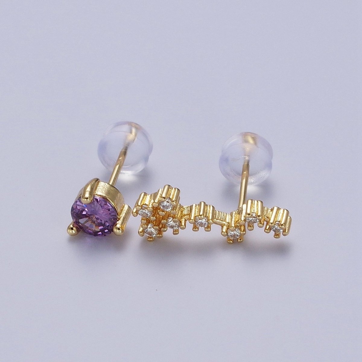24K Gold Filled Set Birthstone & Astrology Zodiac Horoscope Constellation Cubic Zirconia Stud Earrings | AD014~AD025