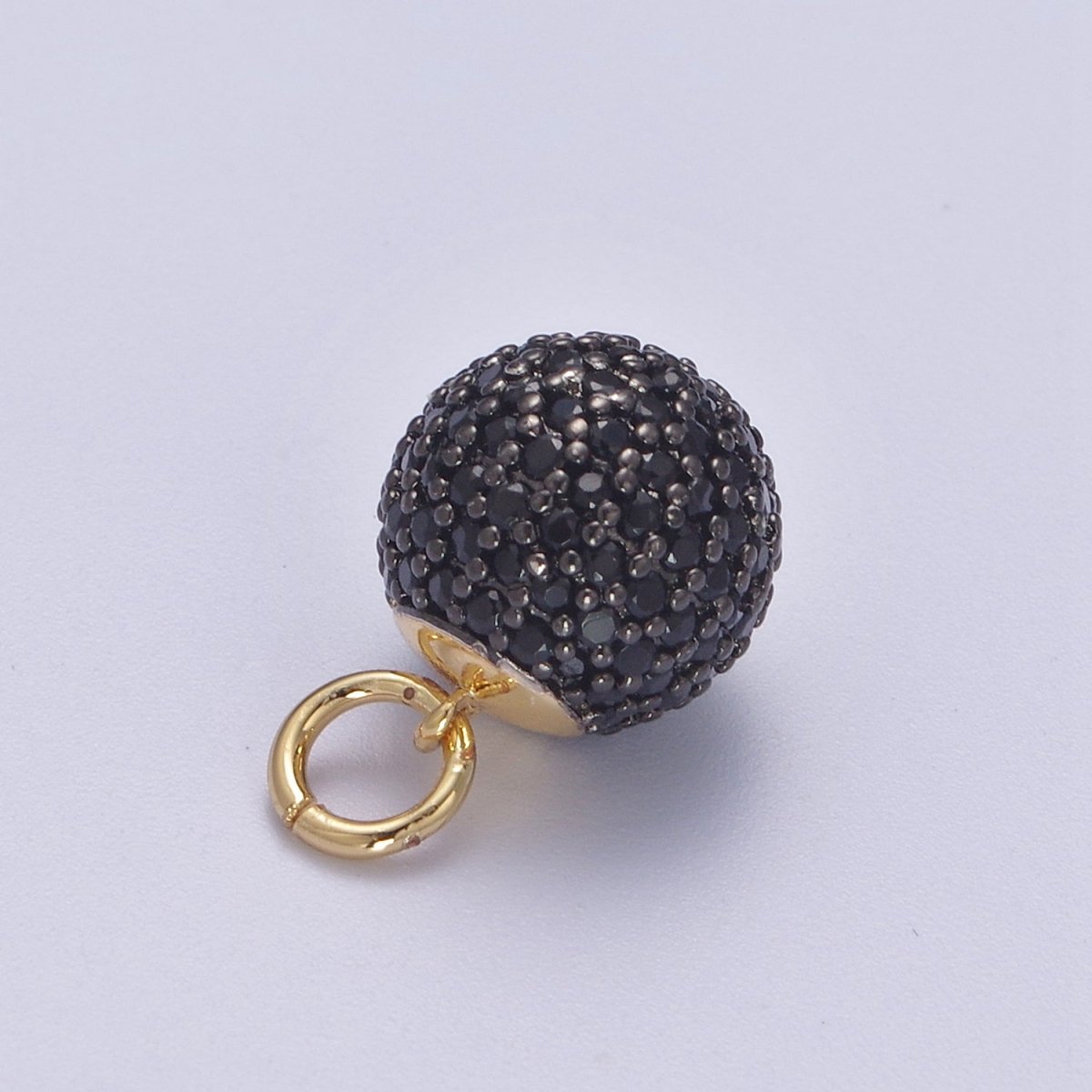 24K Gold Filled Shambala Bead Ball Green, Black, Blue, Fuchsia, Turquoise, Clear, Silver Micro Paved CZ Charm N-314 - N-320