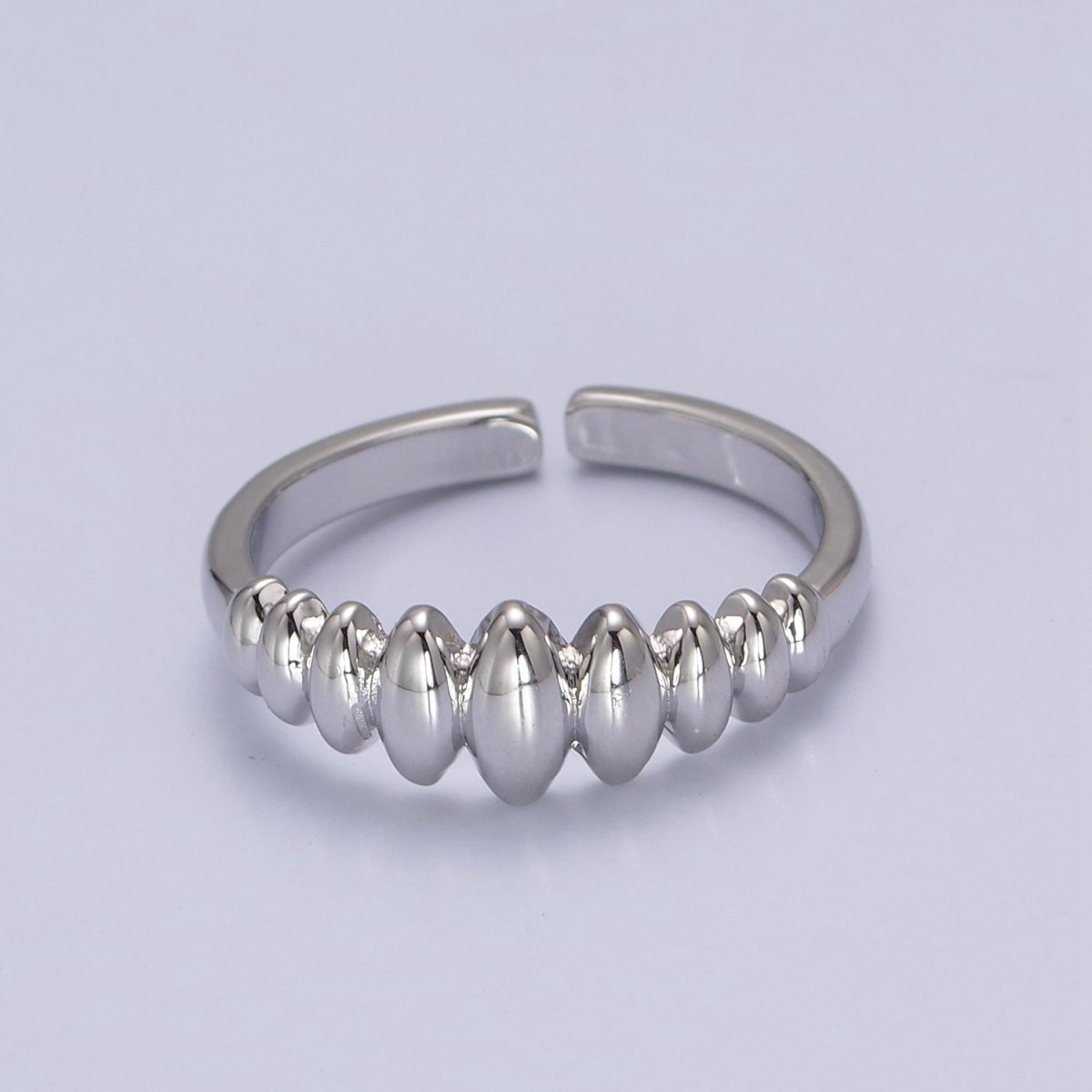 24K Gold Filled Sharp Oval Croissant Ring, Bubble Adjustable Ring in Gold & Silver  S-307 S-308