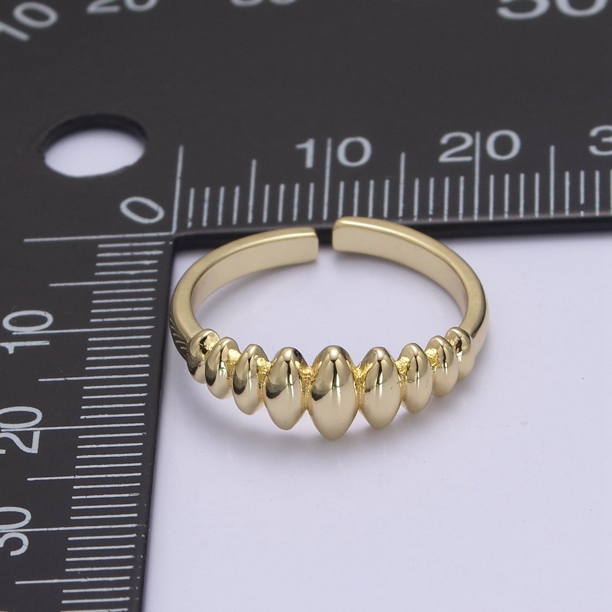24K Gold Filled Sharp Oval Croissant Ring, Bubble Adjustable Ring in Gold & Silver  S-307 S-308