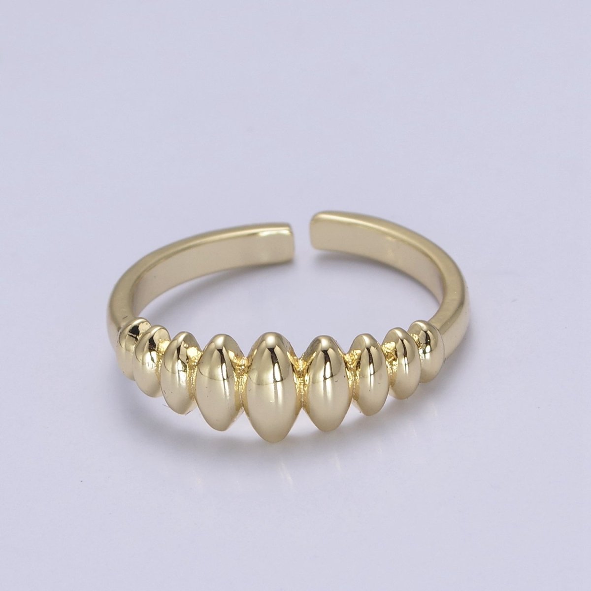 24K Gold Filled Sharp Oval Croissant Ring, Bubble Adjustable Ring in Gold & Silver  S-307 S-308