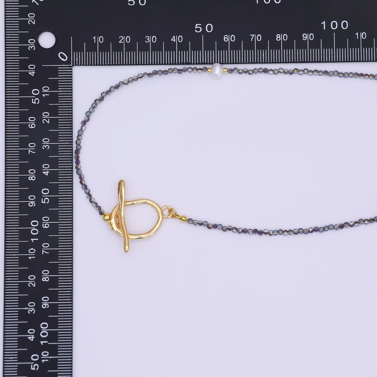 24K Gold Filled Shell Pearl Amethyst Jasper Dark Crystal Gemstone 40 Inches Necklace | WA - 3083 - DLUXCA