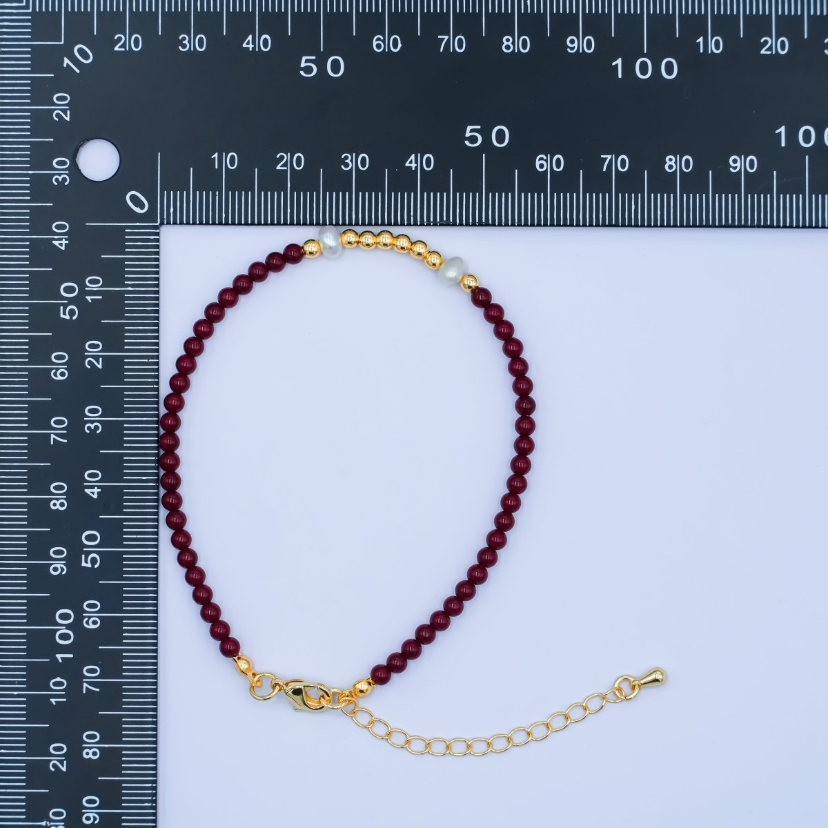 24K Gold Filled Shell Pearl Bead Carnelian Gemstone 7.5 Bracelet | WA - 2879 - DLUXCA