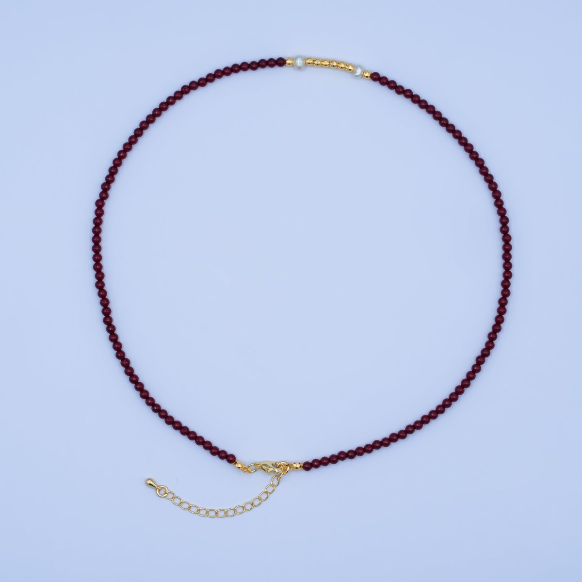 24K Gold Filled Shell Pearl Carnelian Bead Gemstone Gemstone 17 Inch Necklace | WA - 2865 - DLUXCA
