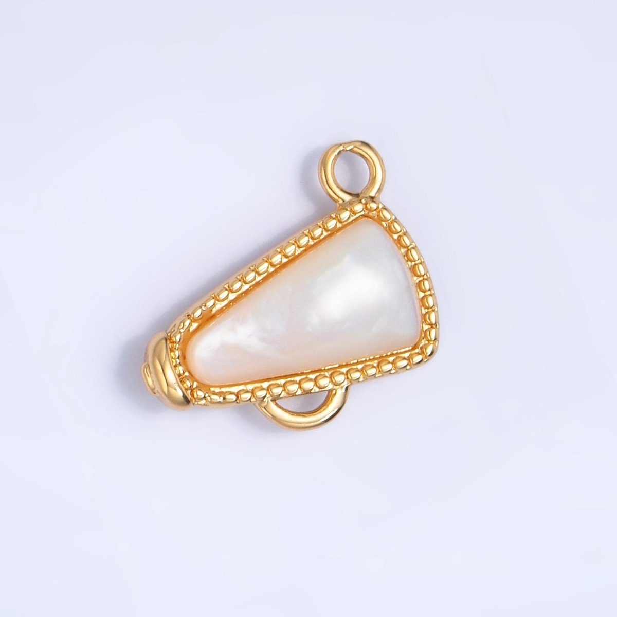 24K Gold Filled Shell Pearl Cheer Megaphone Charm in Gold & Silver | W050