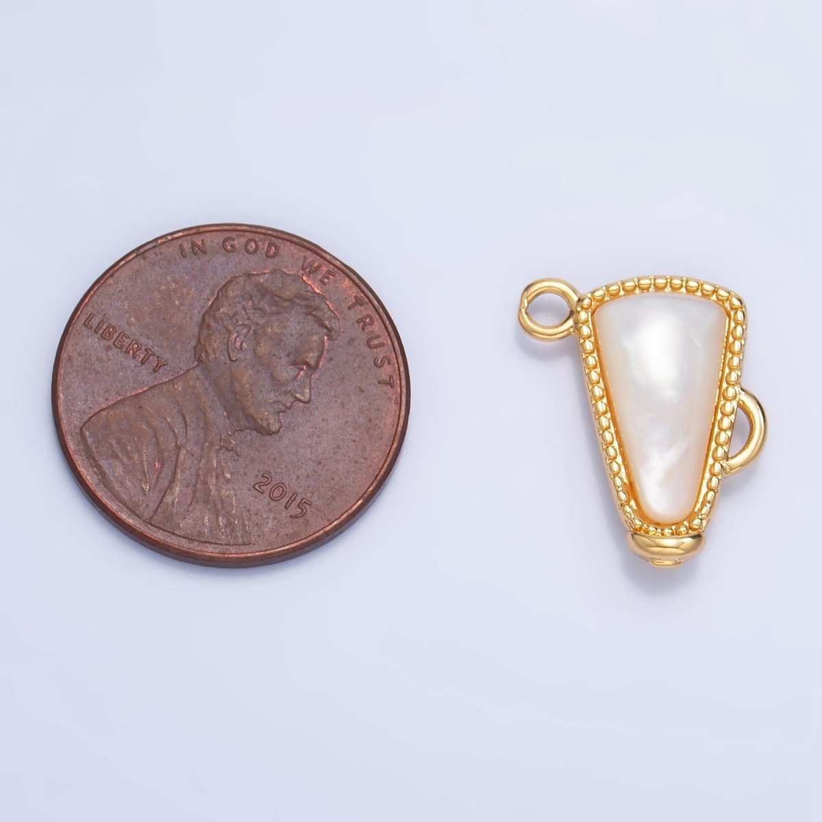 24K Gold Filled Shell Pearl Cheer Megaphone Charm in Gold & Silver | W050