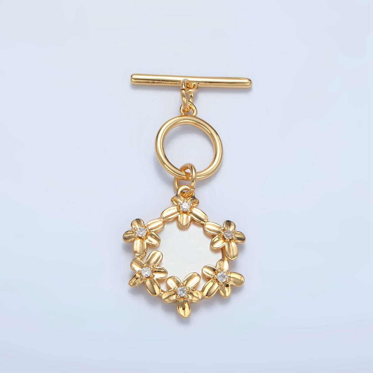 24K Gold Filled Shell Pearl Flower Toggle Clasps Closure Findings in Gold & Silver | Z945