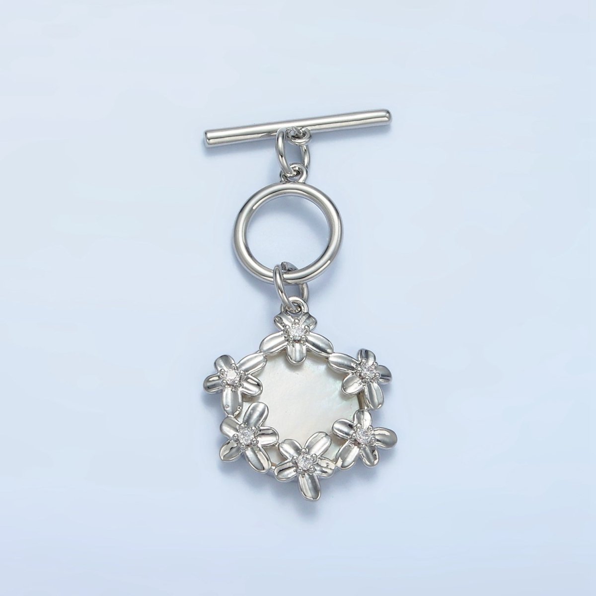 24K Gold Filled Shell Pearl Flower Toggle Clasps Closure Findings in Gold & Silver | Z945