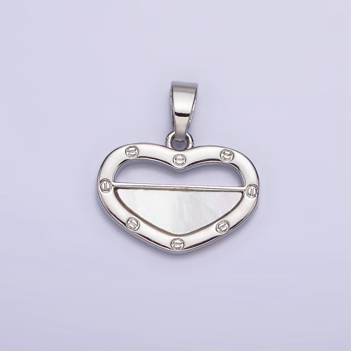 24K Gold Filled Shell Pearl Half Open Heart Screw Pendant in Gold & Silver | AA564 AA565