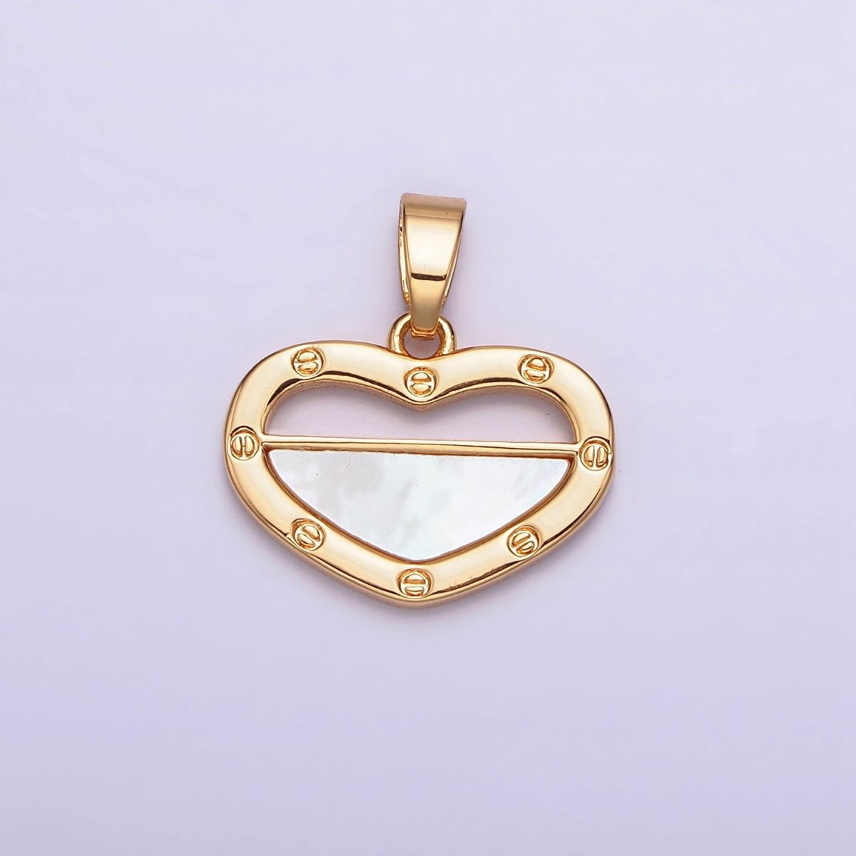 24K Gold Filled Shell Pearl Half Open Heart Screw Pendant in Gold & Silver | AA564 AA565