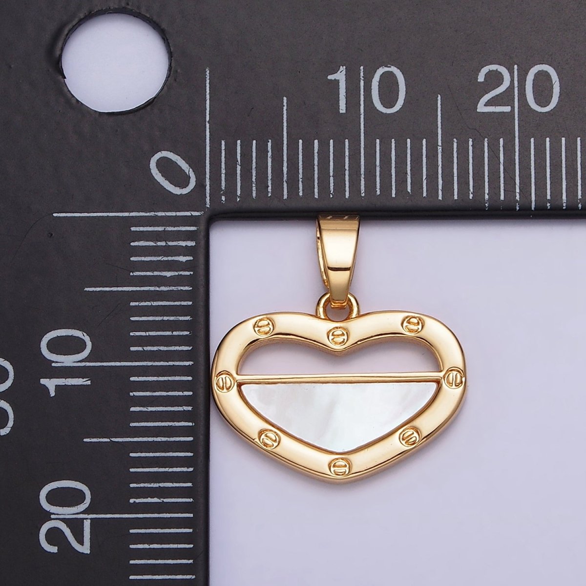 24K Gold Filled Shell Pearl Half Open Heart Screw Pendant in Gold & Silver | AA564 AA565