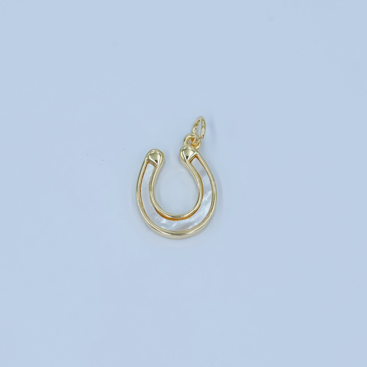 24K Gold Filled Shell Pearl Horseshoe Charm | N077 - DLUXCA