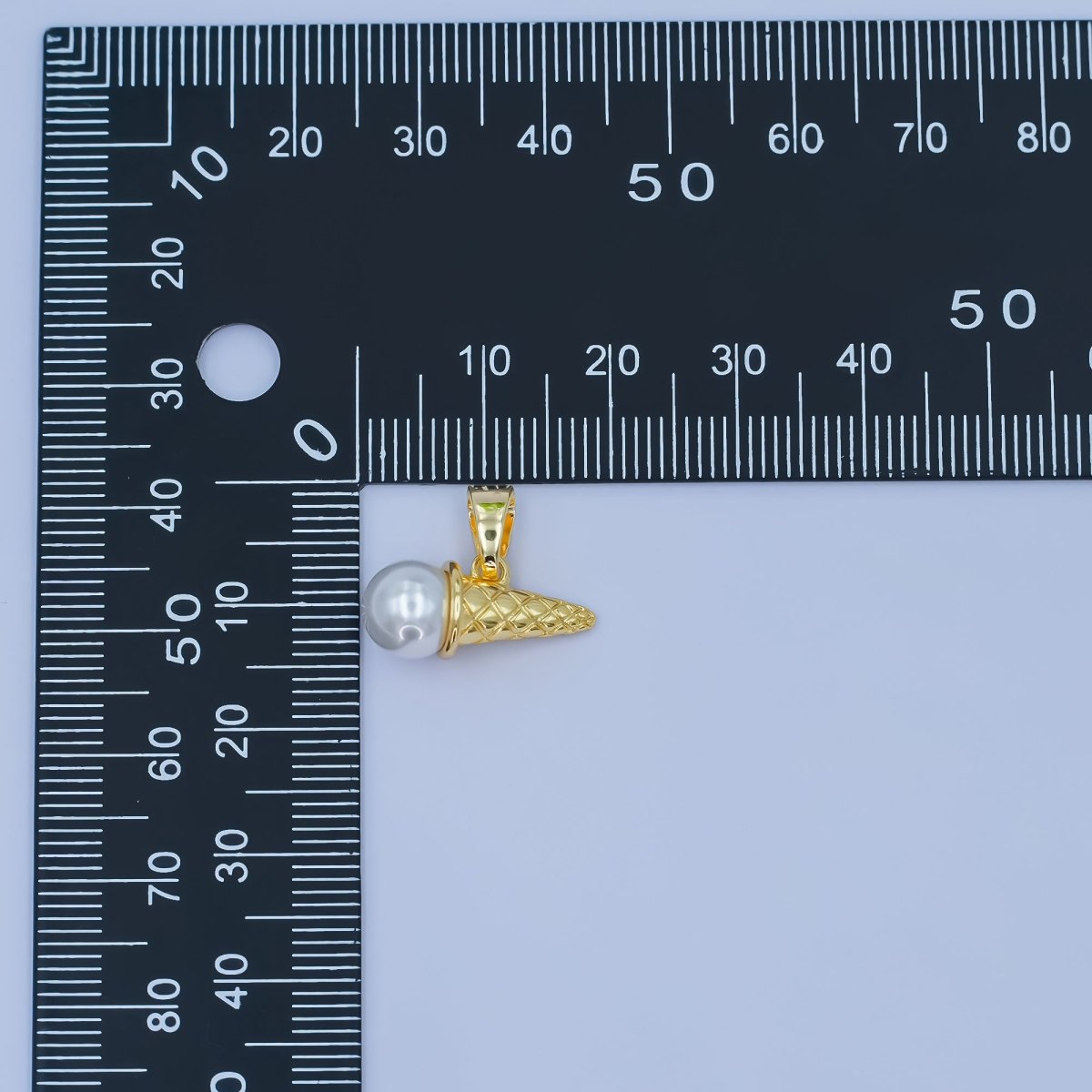 24K Gold Filled Shell Pearl Ice Cream Cone Desert Pendant | AA1481 - DLUXCA