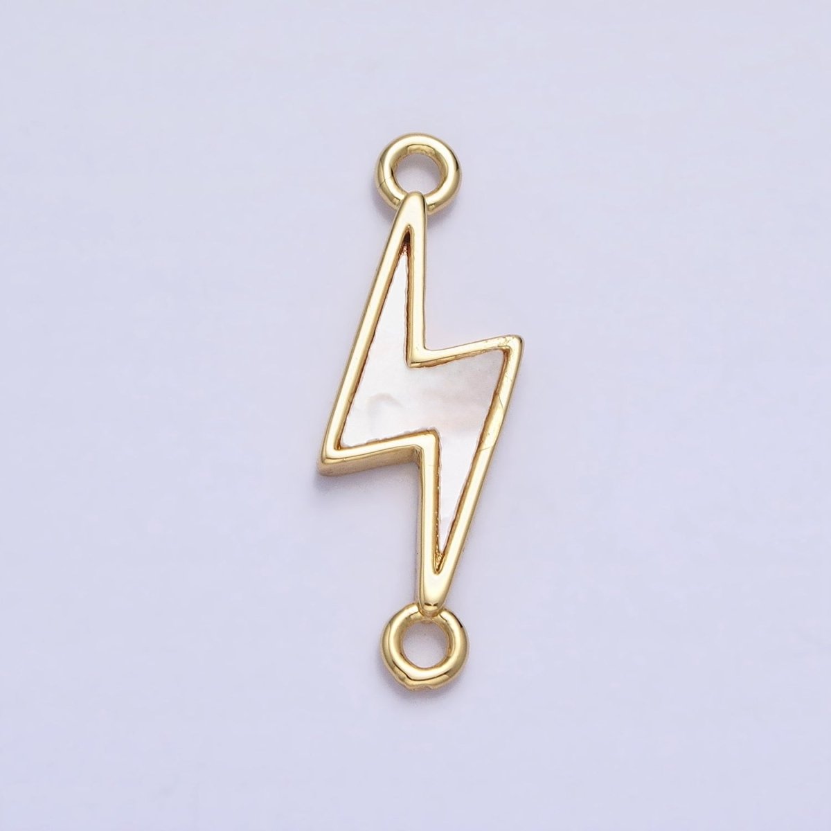 24K Gold Filled Shell Pearl Lightning Bolt Weather 24.5mm Link Connector | AA-946 - DLUXCA