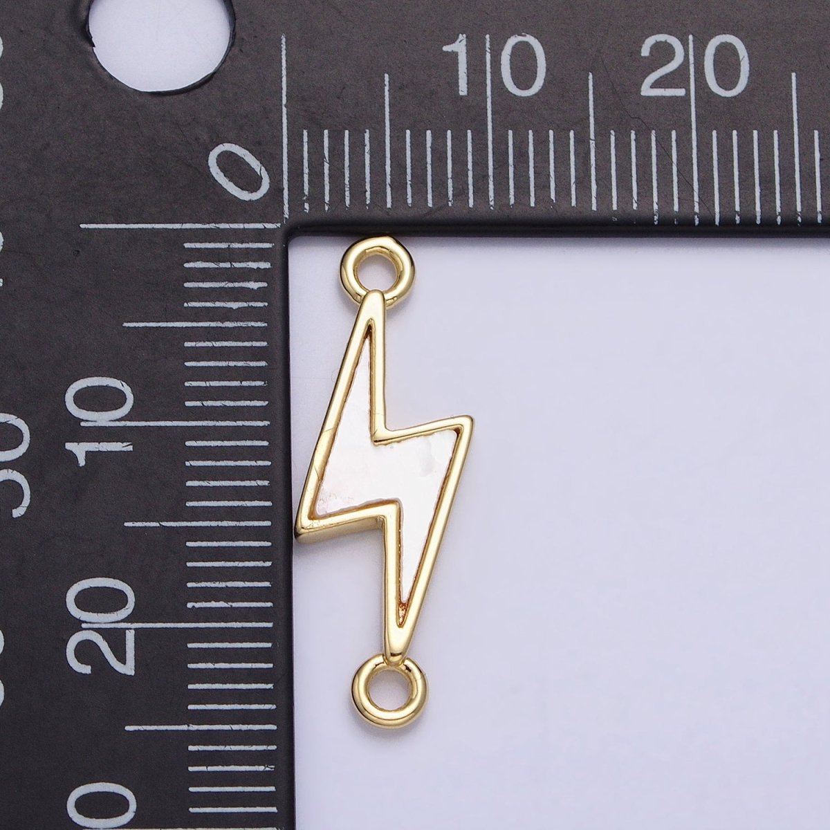 24K Gold Filled Shell Pearl Lightning Bolt Weather 24.5mm Link Connector | AA-946 - DLUXCA