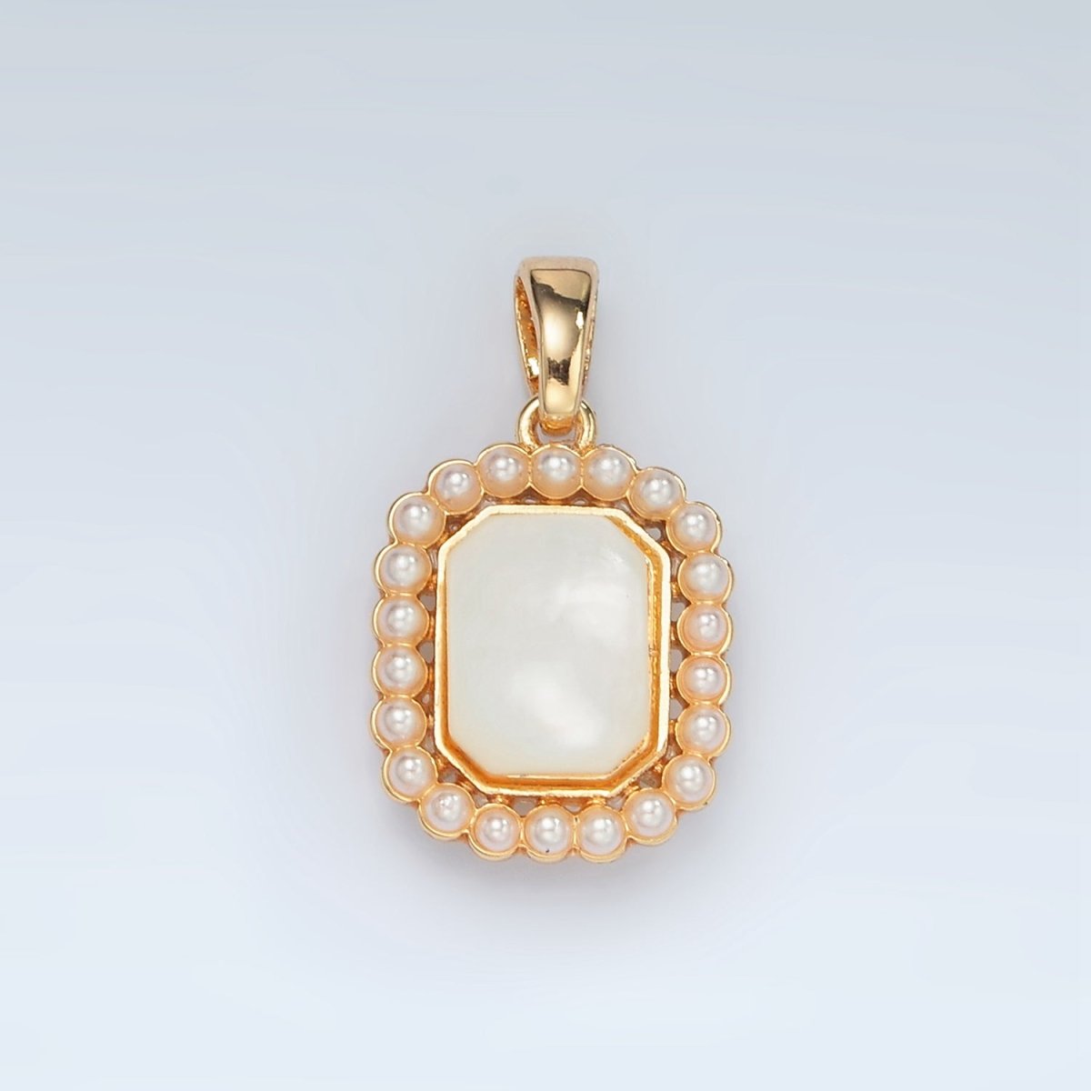 24K Gold Filled Shell Pearl Lined Hexagon Pendant | H743