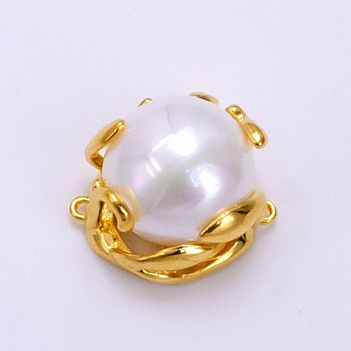 24K Gold Filled Shell Pearl Molten Drip Connector | G627 - DLUXCA