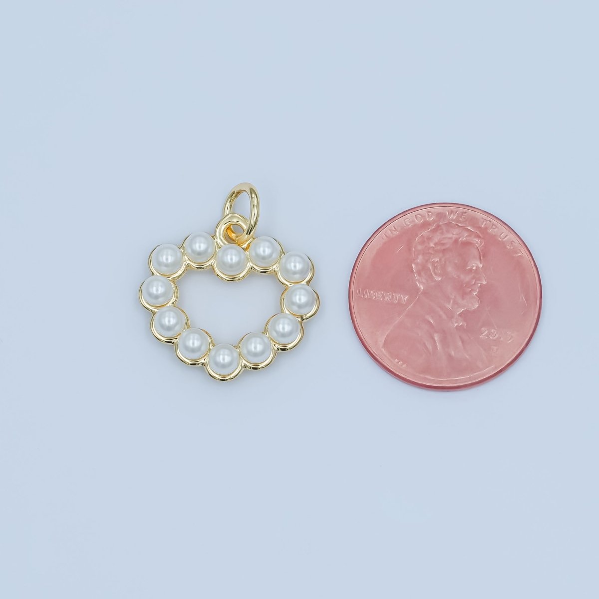 24K Gold Filled Shell Pearl Open Outline Heart Charm | M320 - DLUXCA