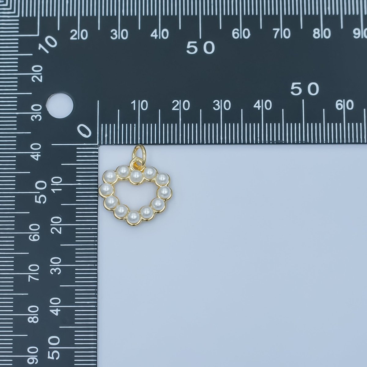 24K Gold Filled Shell Pearl Open Outline Heart Charm | M320 - DLUXCA