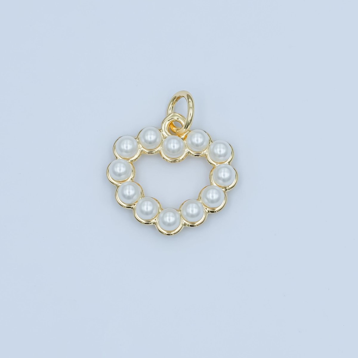 24K Gold Filled Shell Pearl Open Outline Heart Charm | M320 - DLUXCA