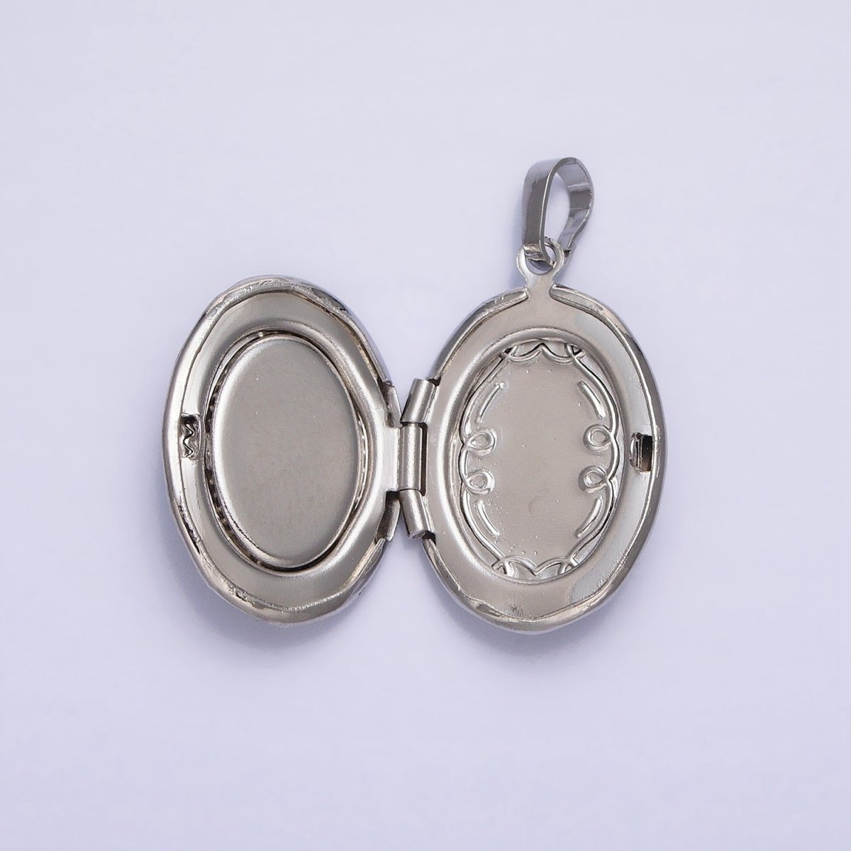 24K Gold Filled Shell Pearl Oval Geometric Engraved Locket in Gold & Silver | AA-367 AA-368