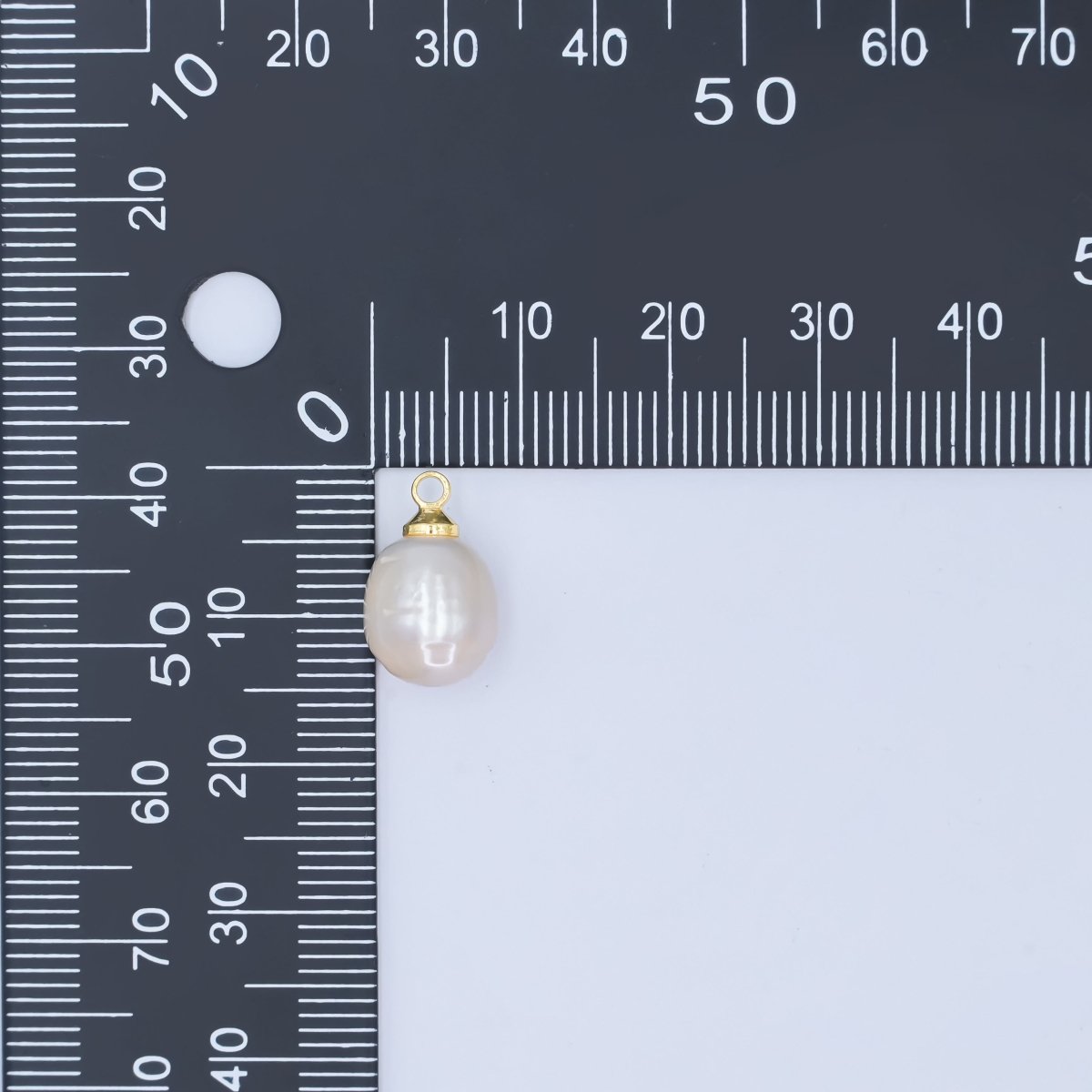 24K Gold Filled Shell Pearl Ringed Button Mini Charm | P1942 - DLUXCA