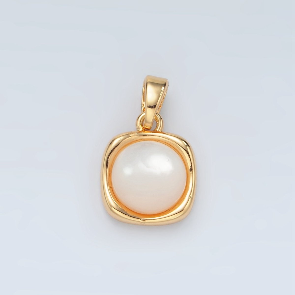 24K Gold Filled Shell Pearl, Carnelian, Onyx Round Molten Bezel Pendant | H472 AA134 AA980