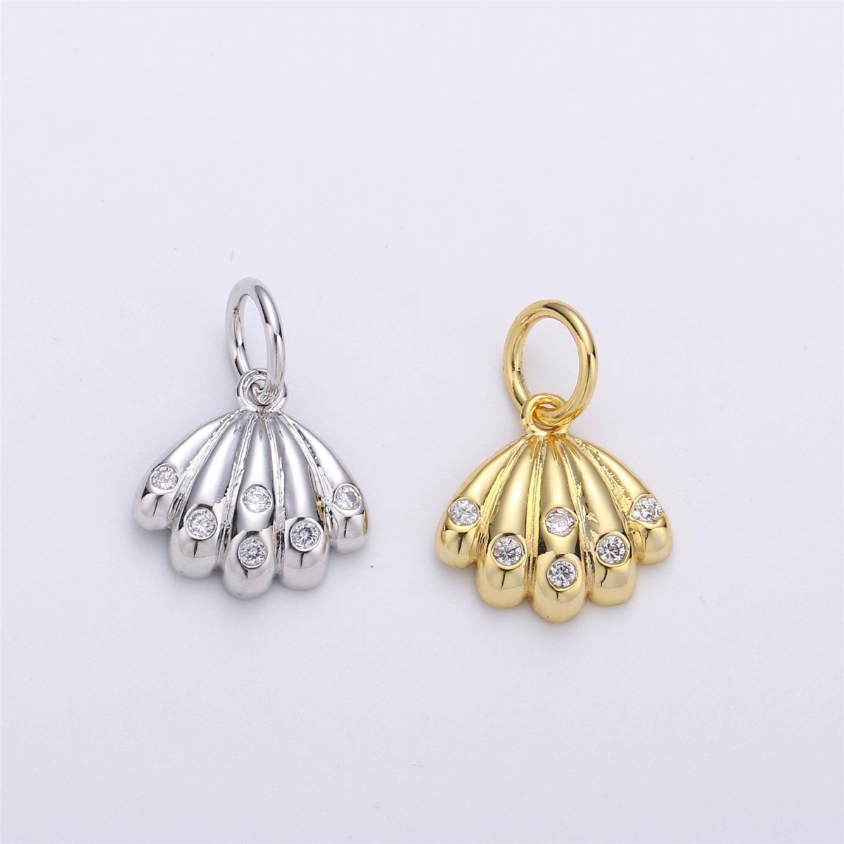24k gold filled Shell Pendant Charm,Gold Filled Sea Shell Seashell, ocean sea life Charms, Silver Scallop Shell Charm for Bracelet Necklace D-007 D-008