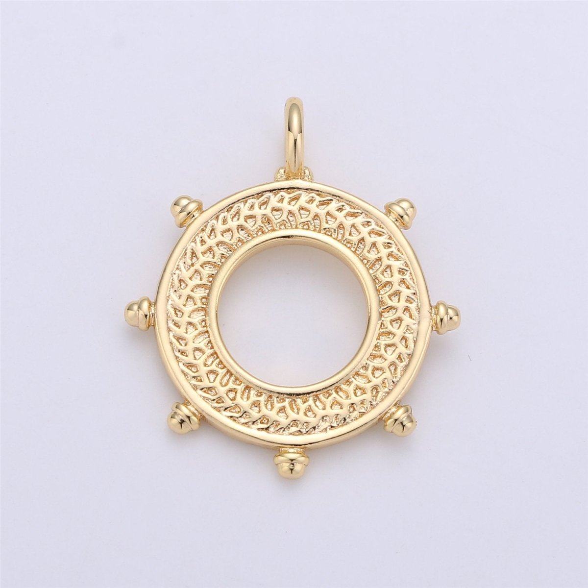 24k Gold Filled Ship Wheel Charms Helm Charms for Earring Bracelet Necklace Pendants Nautical Jewelry C-663 - DLUXCA