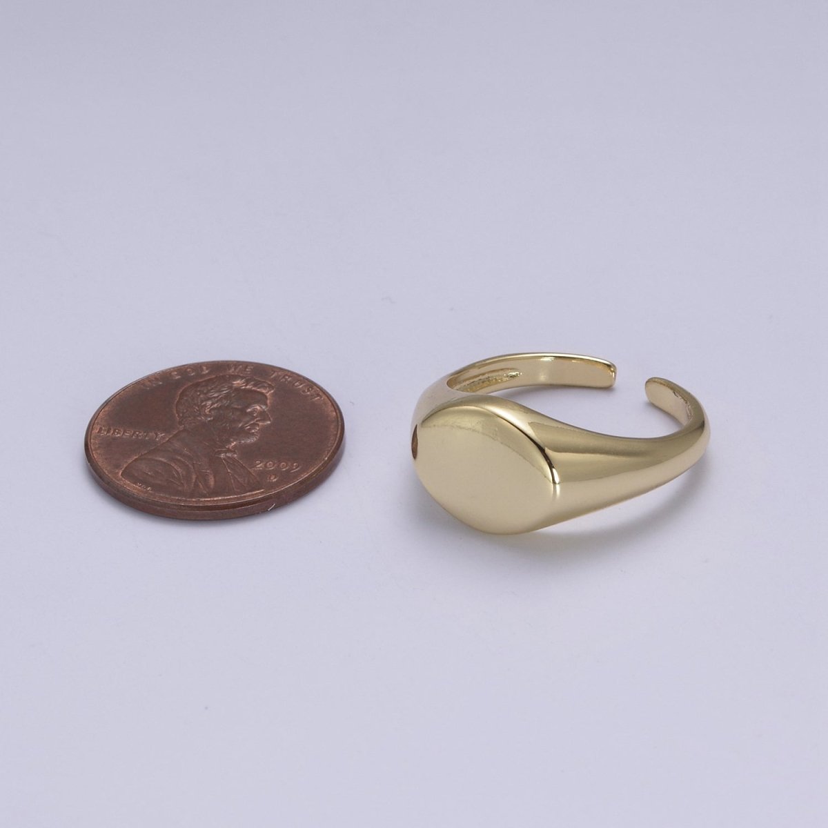 24K Gold Filled Signet Ring, Minimalist Adjustable Stackable Ring, Gift For Him Her | U-470 - DLUXCA