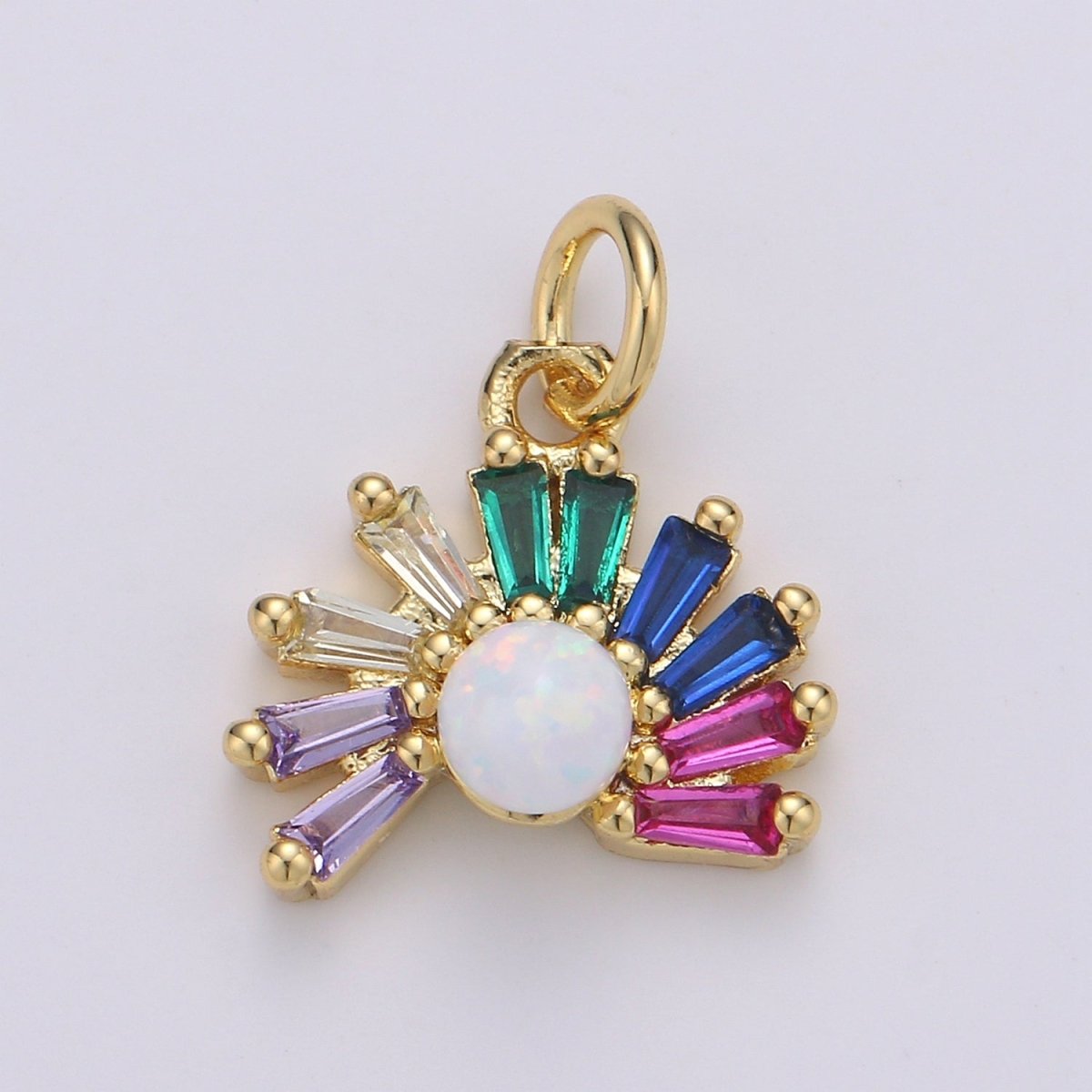 24K Gold Filled Silver Rainbow Sun rise Charm D-936 E-001